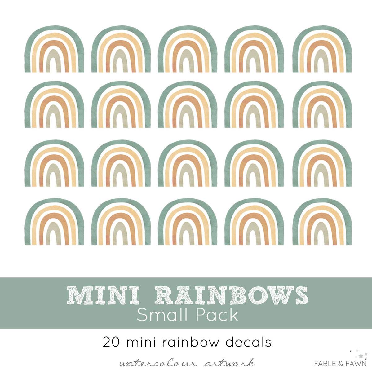 Rainbow Wall Decals (Sage) - Wall Decals Australia - Fable and Fawn 