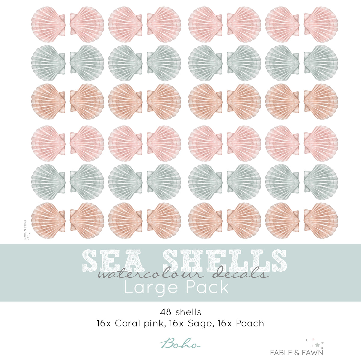 Seashell Wall Decals (Boho Set) - Wall Decals Australia - Fable and Fawn 