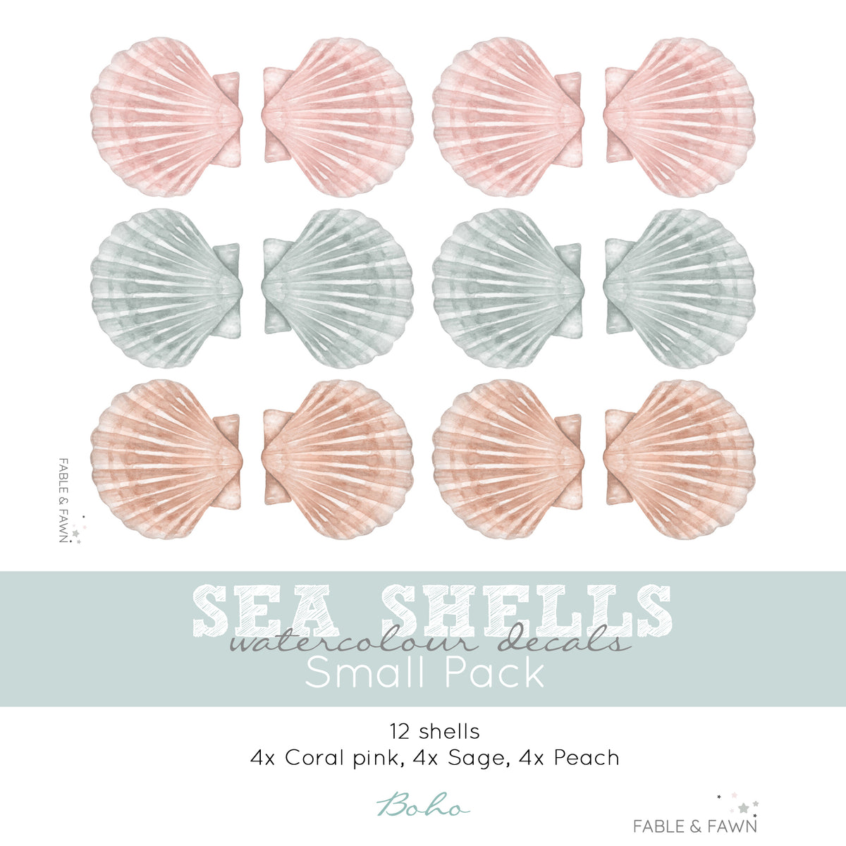 Seashell Wall Decals (Boho Set) - Wall Decals Australia - Fable and Fawn 