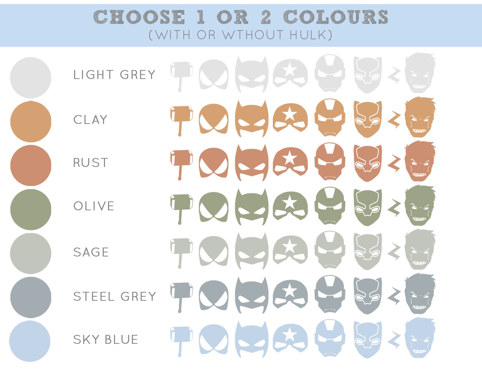 Superhero Wall Decals (Pick Your Colours) - Wall Decals Australia - Fable and Fawn