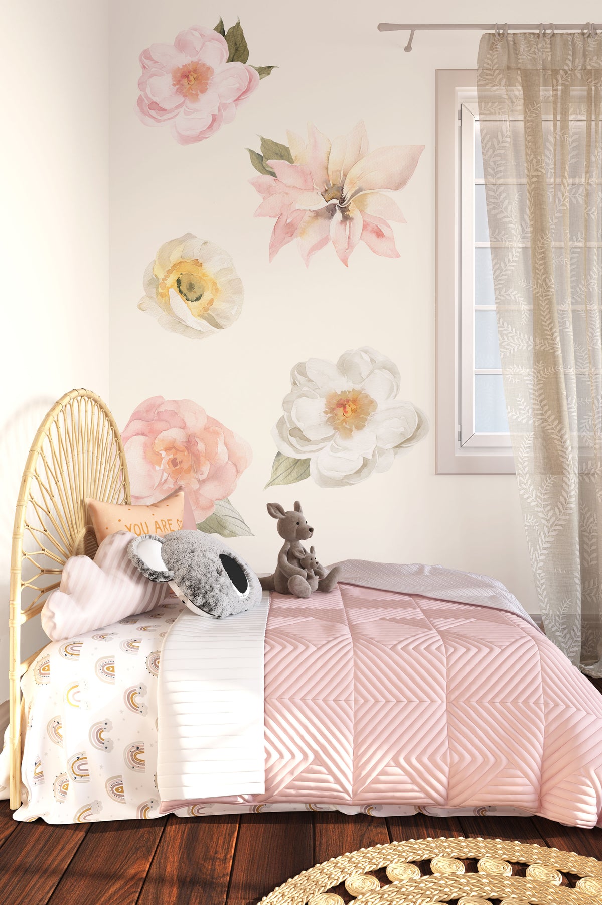 Pink and Cream Flower Wall Decals - Wall Decals - Fable and Fawn