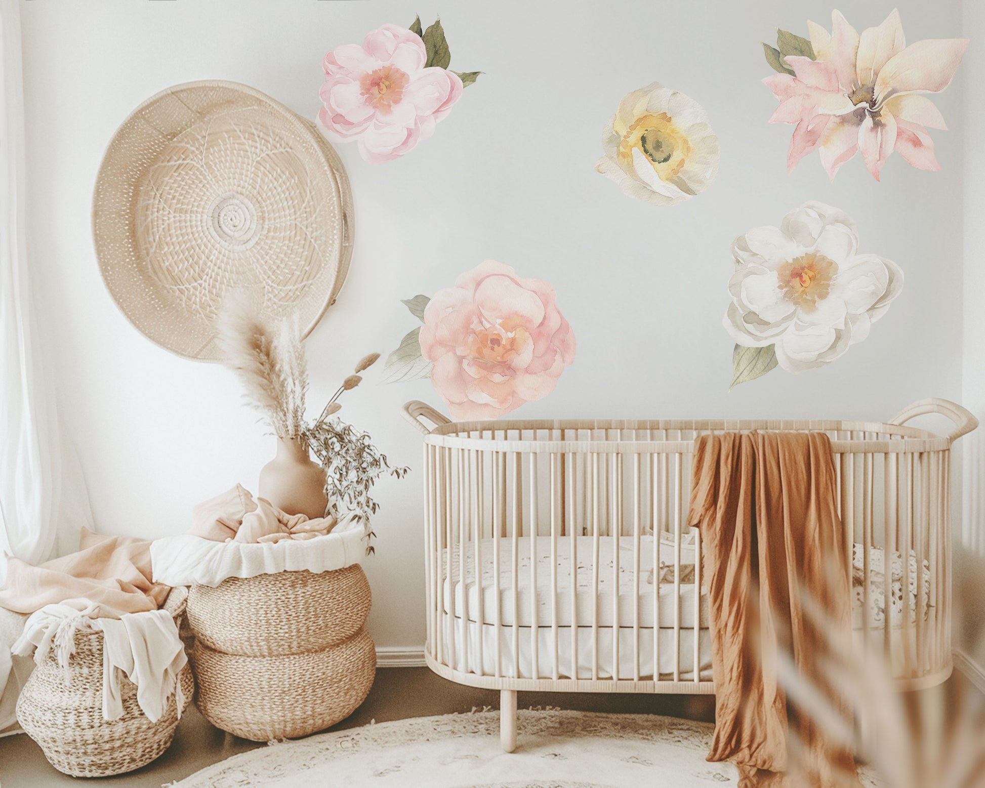 Pink and Cream Flower Wall Decals - Wall Decals - Fable and Fawn 