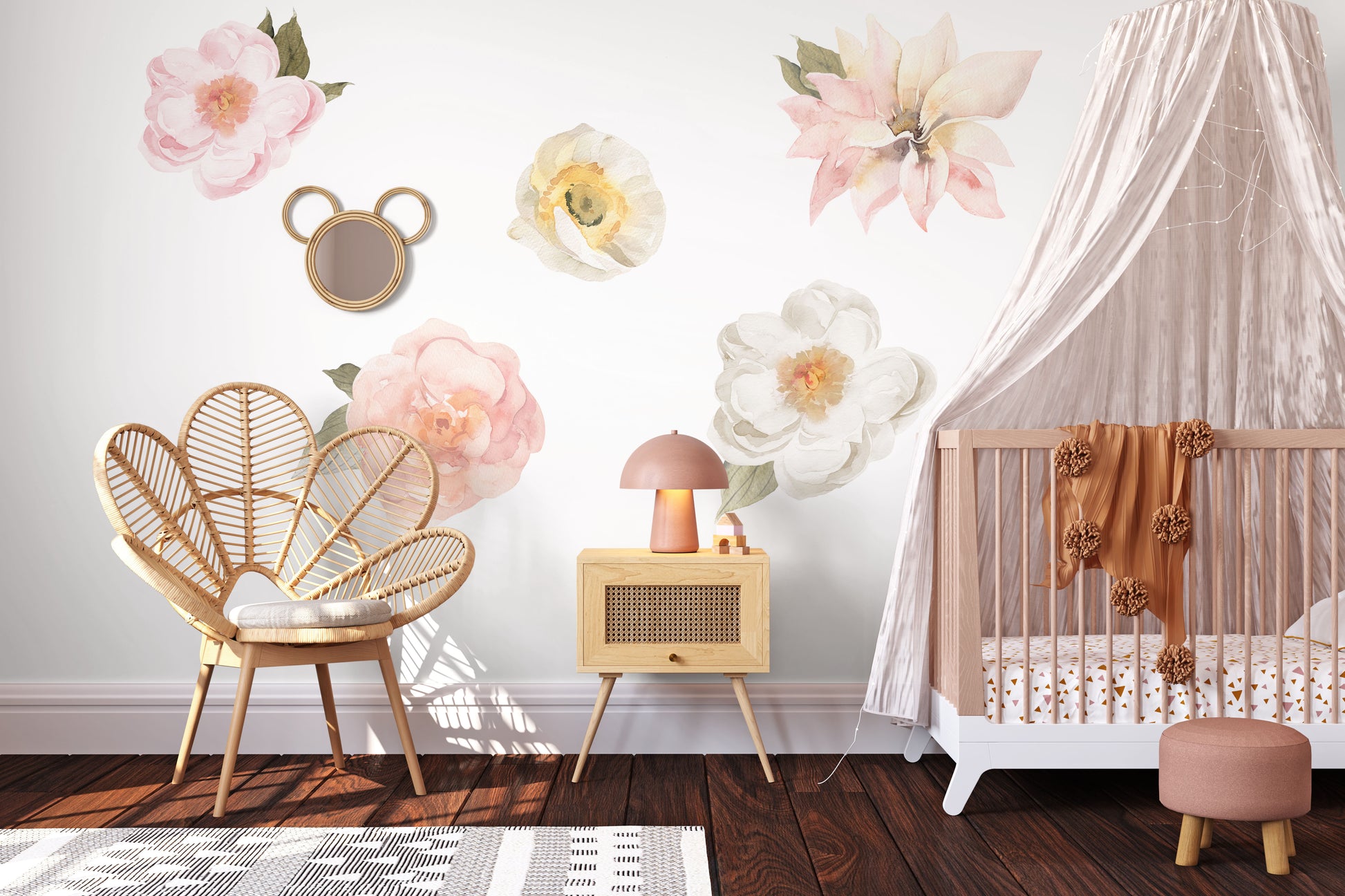 Pink and Cream Flower Wall Decals - Wall Decals - Fable and Fawn 