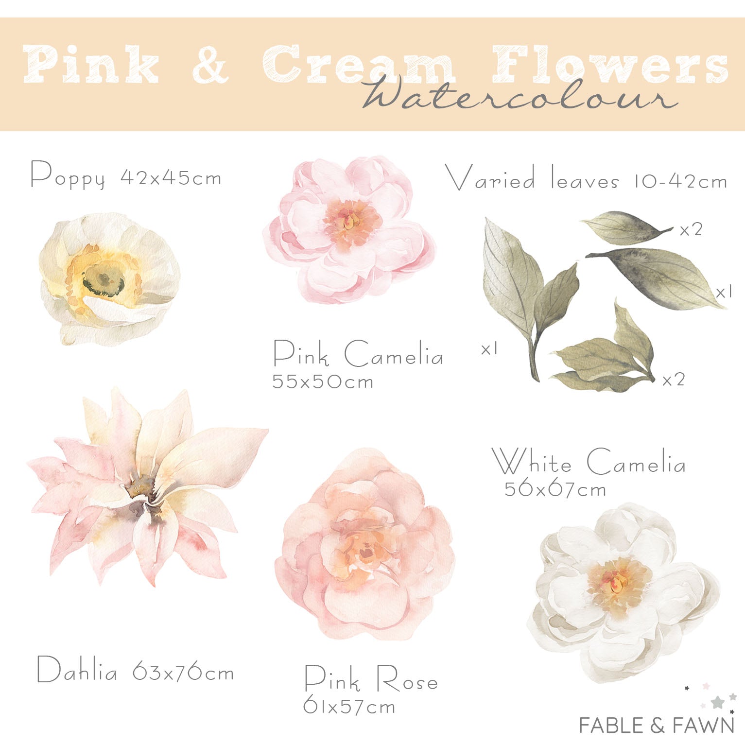Pink and Cream Flower Wall Decals