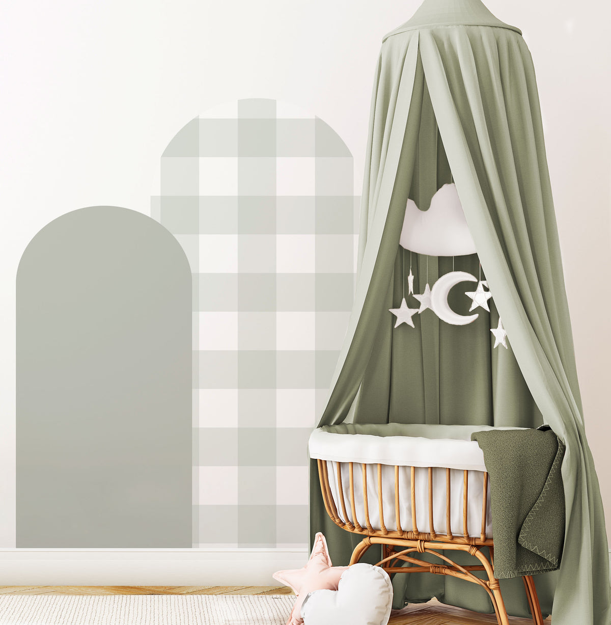 Sage Arch Wall Decal | Gingham