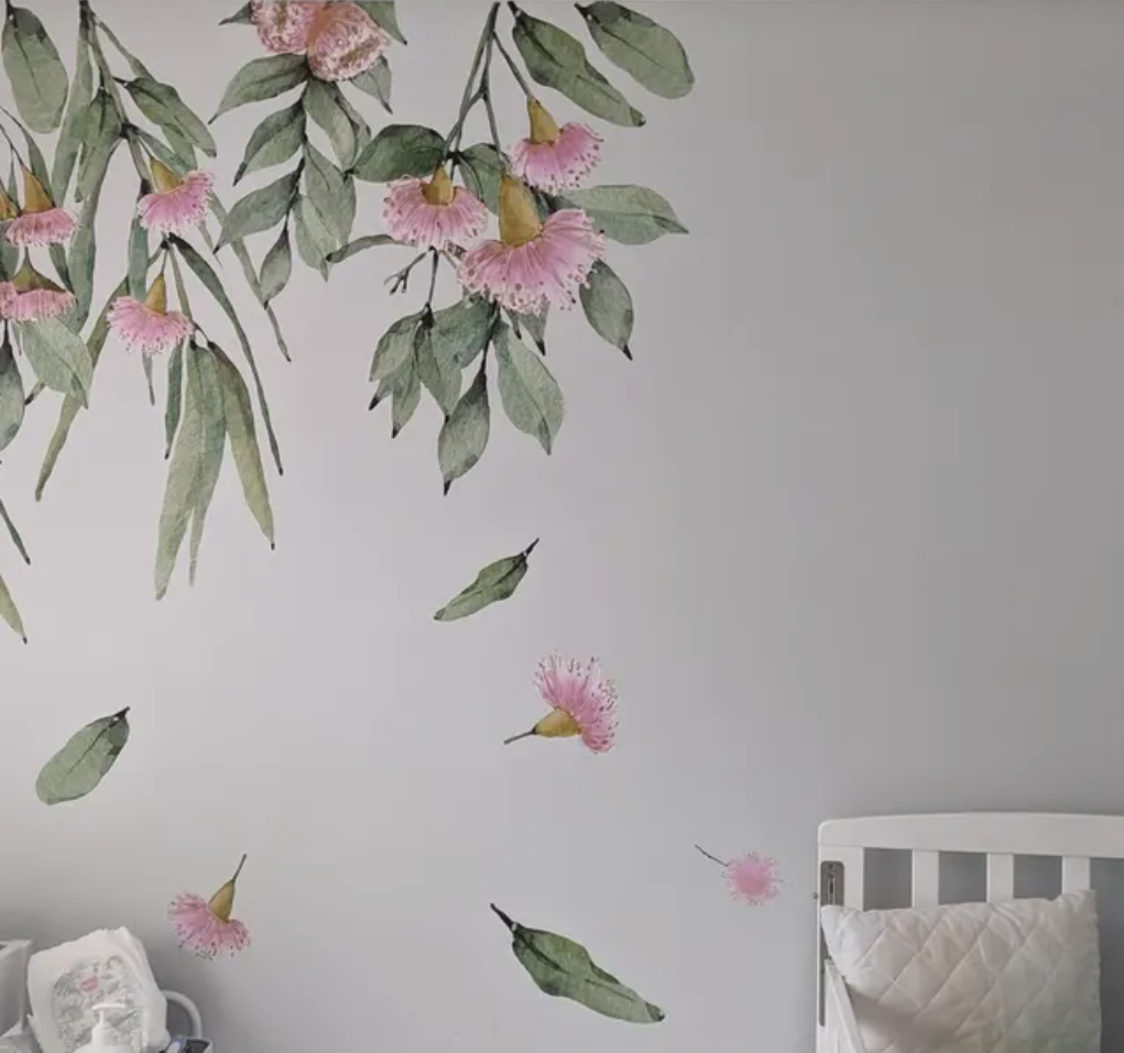 Flowering Gum Tree Wall Decal Set (Pink)
