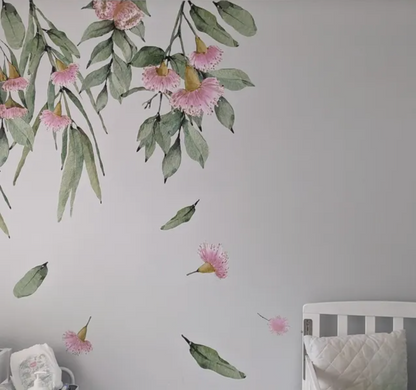 Flowering Gum Tree Wall Decal Set (Pink)