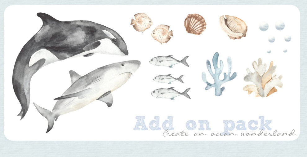 Orca AddOn Decal Set Wall Decals Fable and Fawn Fable and Fawn