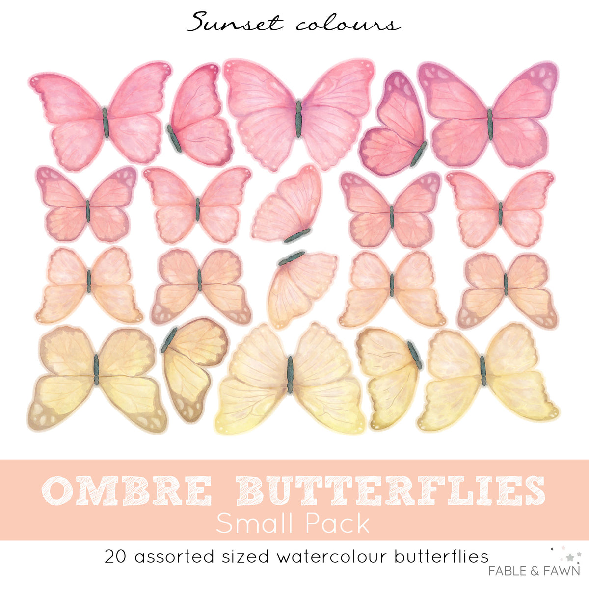 Butterfly Wall Decals (Sunset)