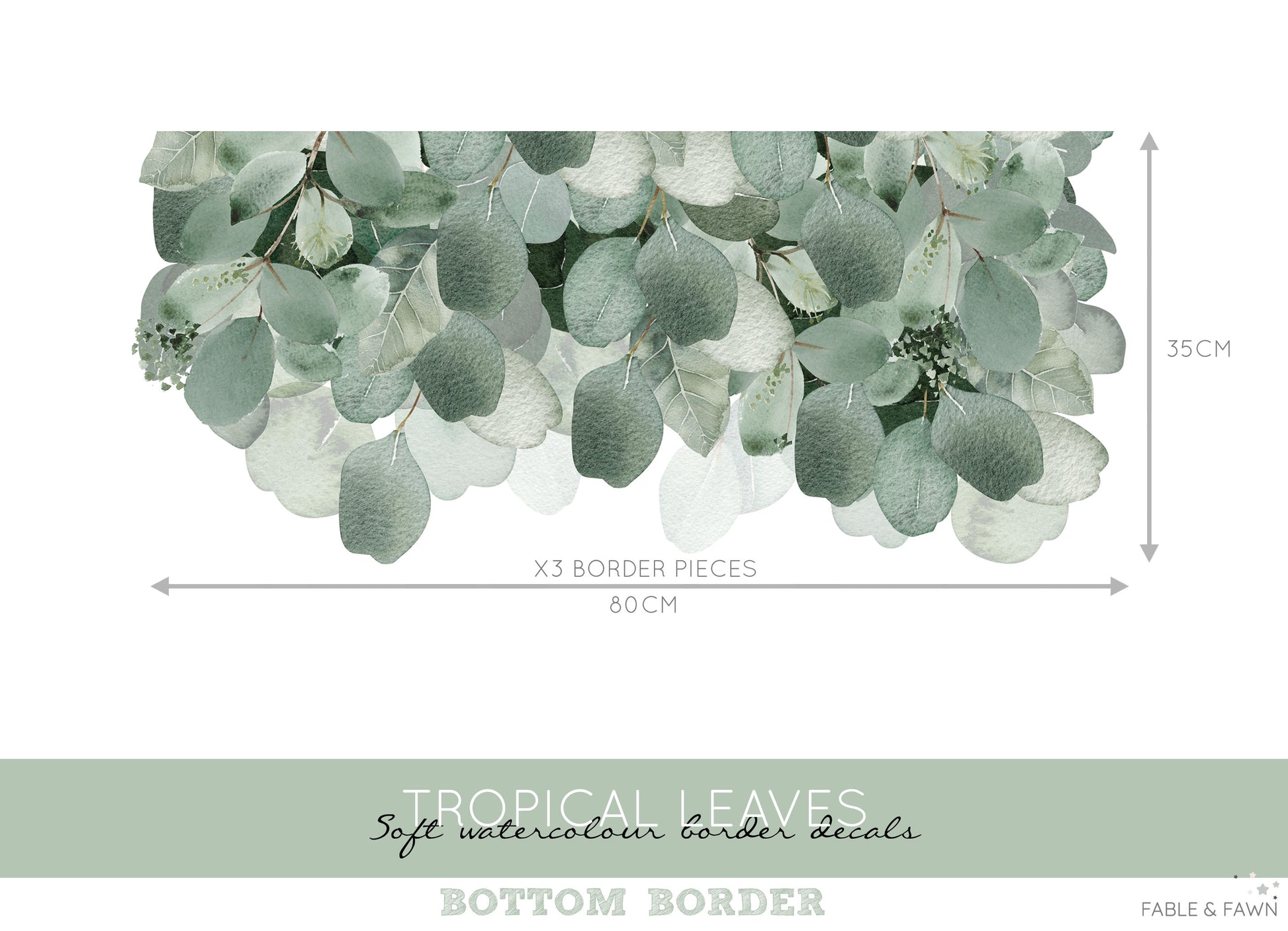 Tropical Leaf Wall Decal Border - Wall Decals - Fable and Fawn 
