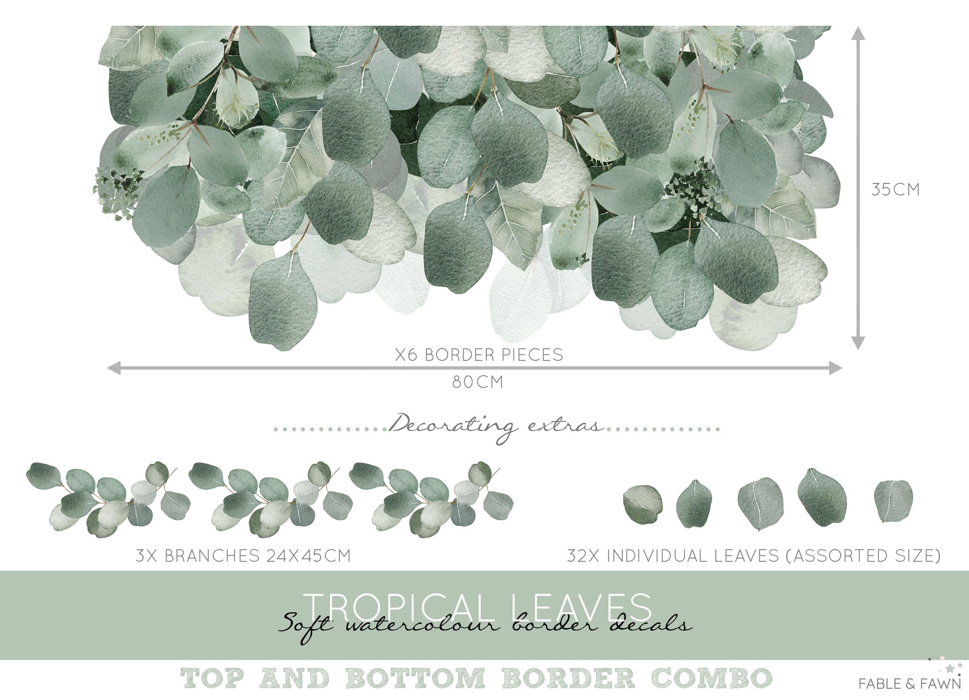 Tropical Leaf Wall Decal Border - Wall Decals - Fable and Fawn 