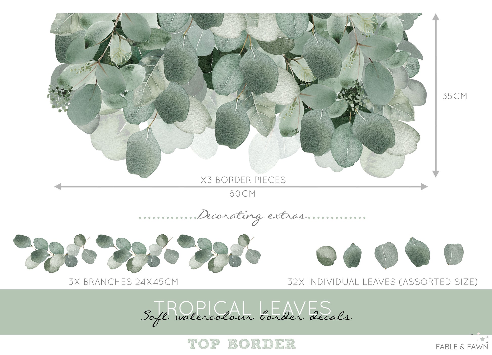 Tropical Leaf Wall Decal Border - Wall Decals - Fable and Fawn 