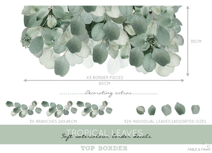Tropical Leaf Wall Decal Border - Wall Decals - Fable and Fawn 