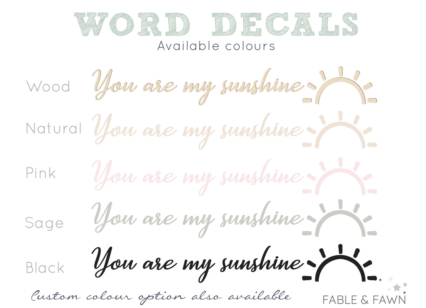 You Are My Sunshine Wall Decal - Wall Decals Australia - Fable and Fawn 