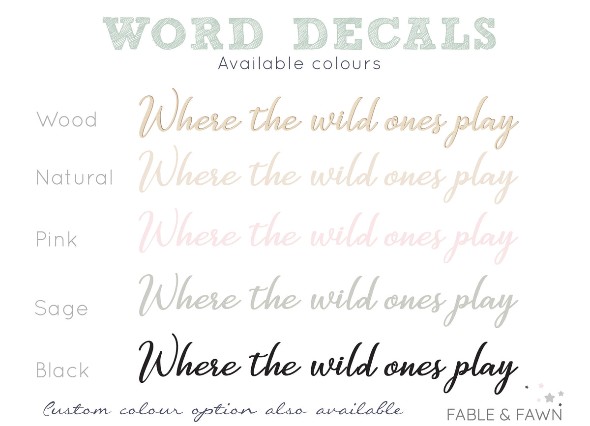 Where The Wild Ones Play - Wall Decal Quote - Wall Decals Australia - Fable and Fawn