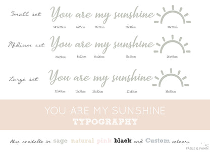 You Are My Sunshine Wall Decal - Wall Decals Australia - Fable and Fawn 