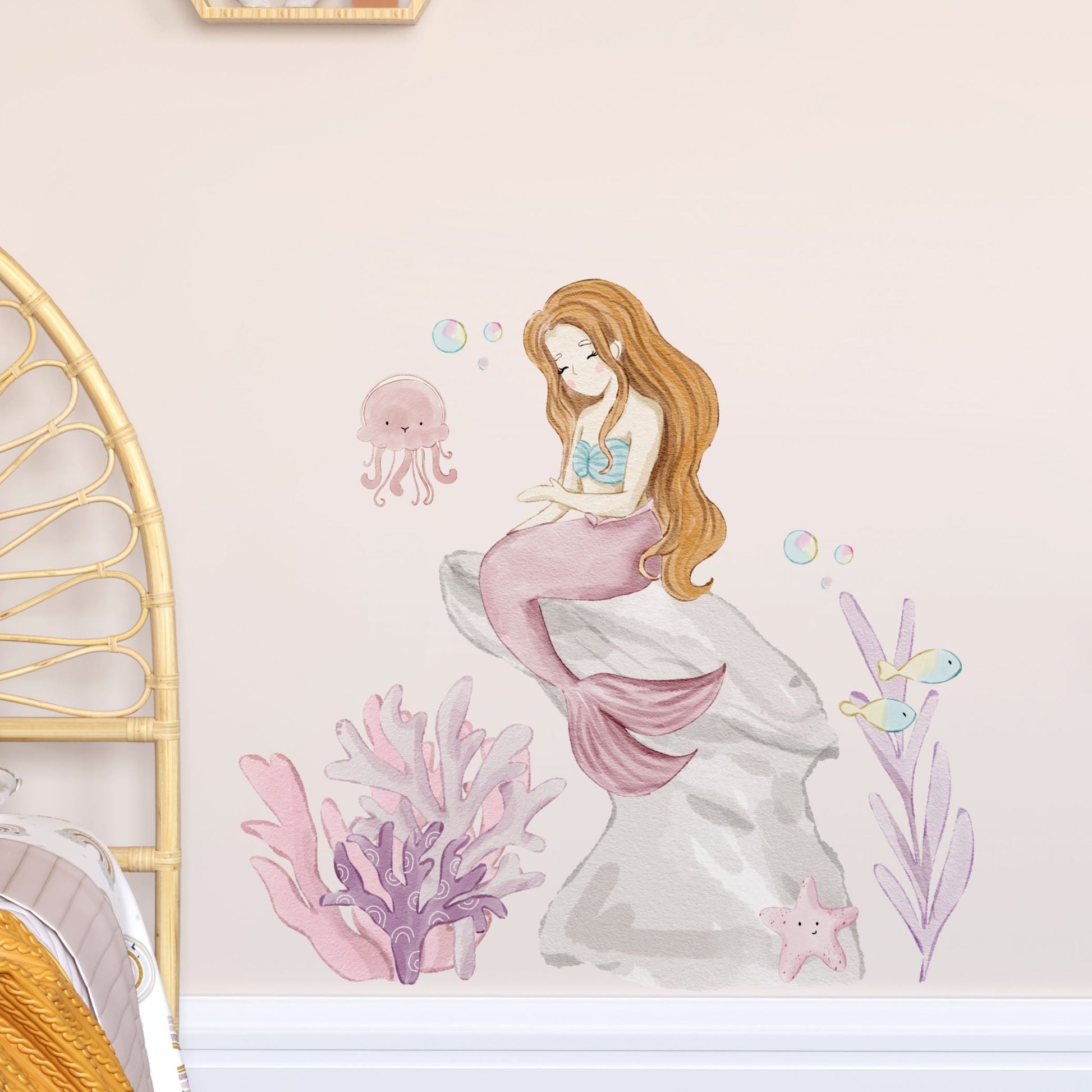 Lucy the Mermaid Wall Decal - Wall Decals - Fable and Fawn 