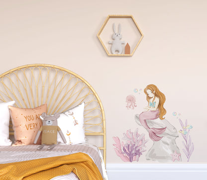 Lucy the Mermaid Wall Decal - Wall Decals - Fable and Fawn 