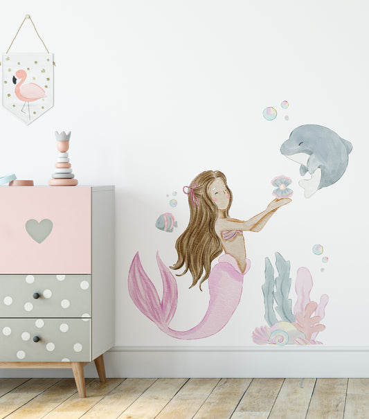 Harmony the Mermaid Wall Decal - Wall Decals - Fable and Fawn 
