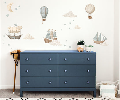Vintage Set - Hot Air Balloon Decals - Wall Decals Australia - Fable and Fawn 