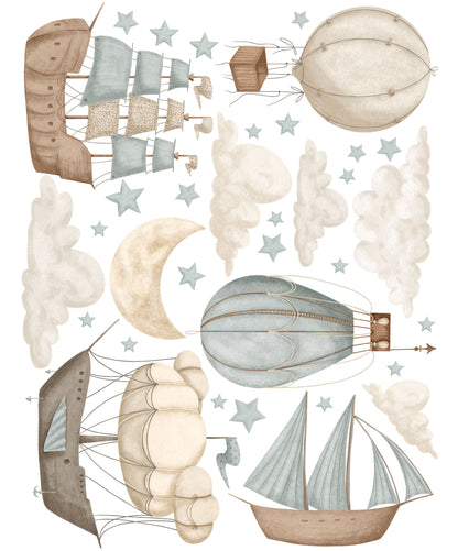 Vintage Set - Hot Air Balloon Decals - Wall Decals Australia - Fable and Fawn 