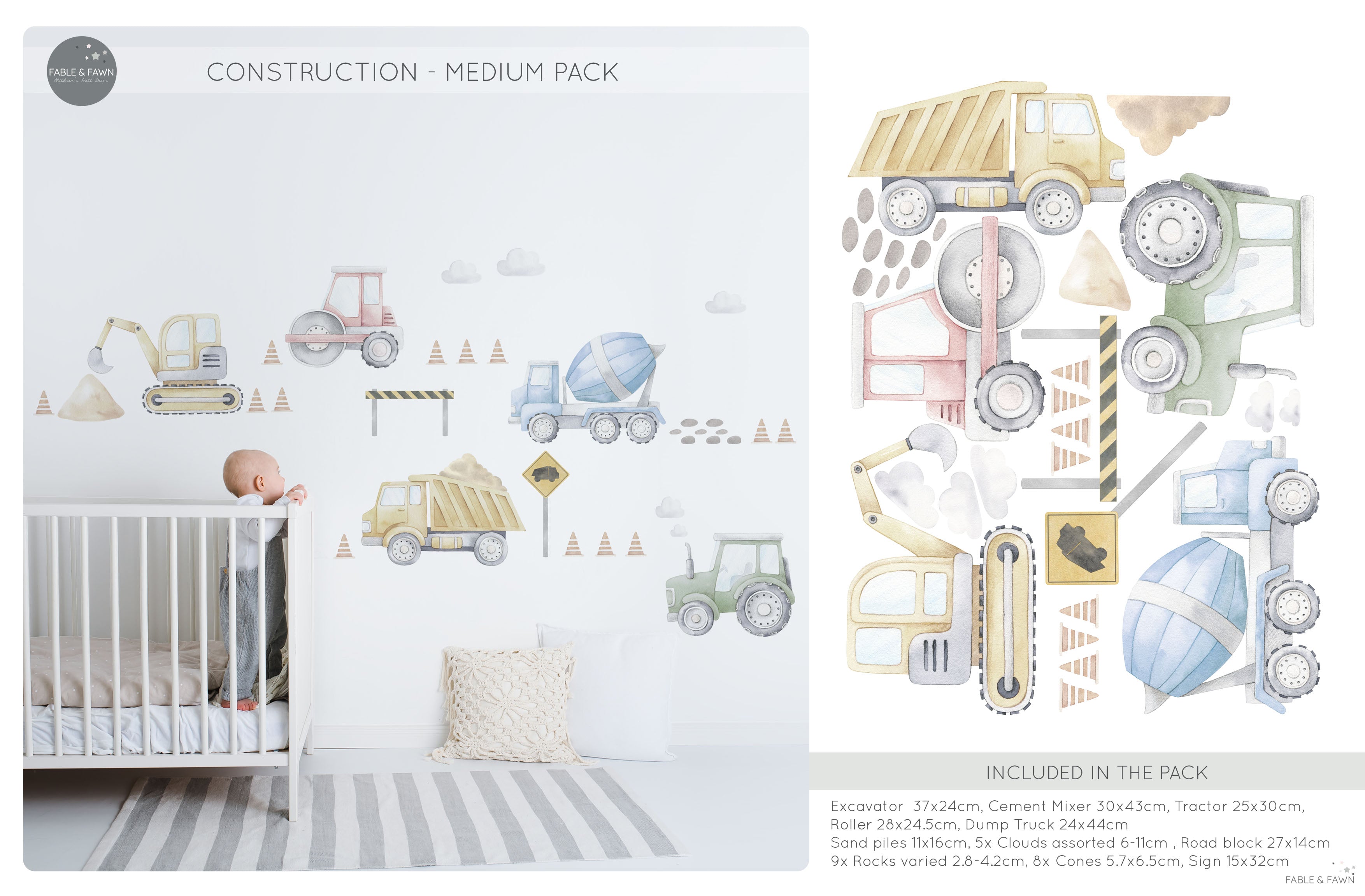 Construction Wall Decals - Wall Decals Australia - Fable and Fawn