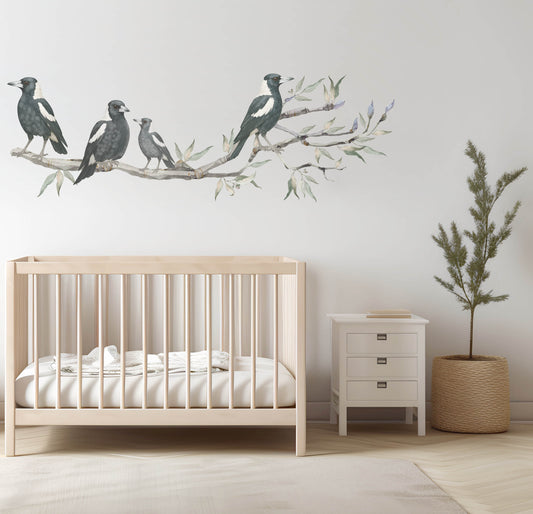 Magpies on Gum Tree Branch