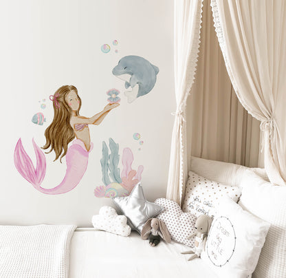 Harmony the Mermaid Wall Decal - Wall Decals - Fable and Fawn 