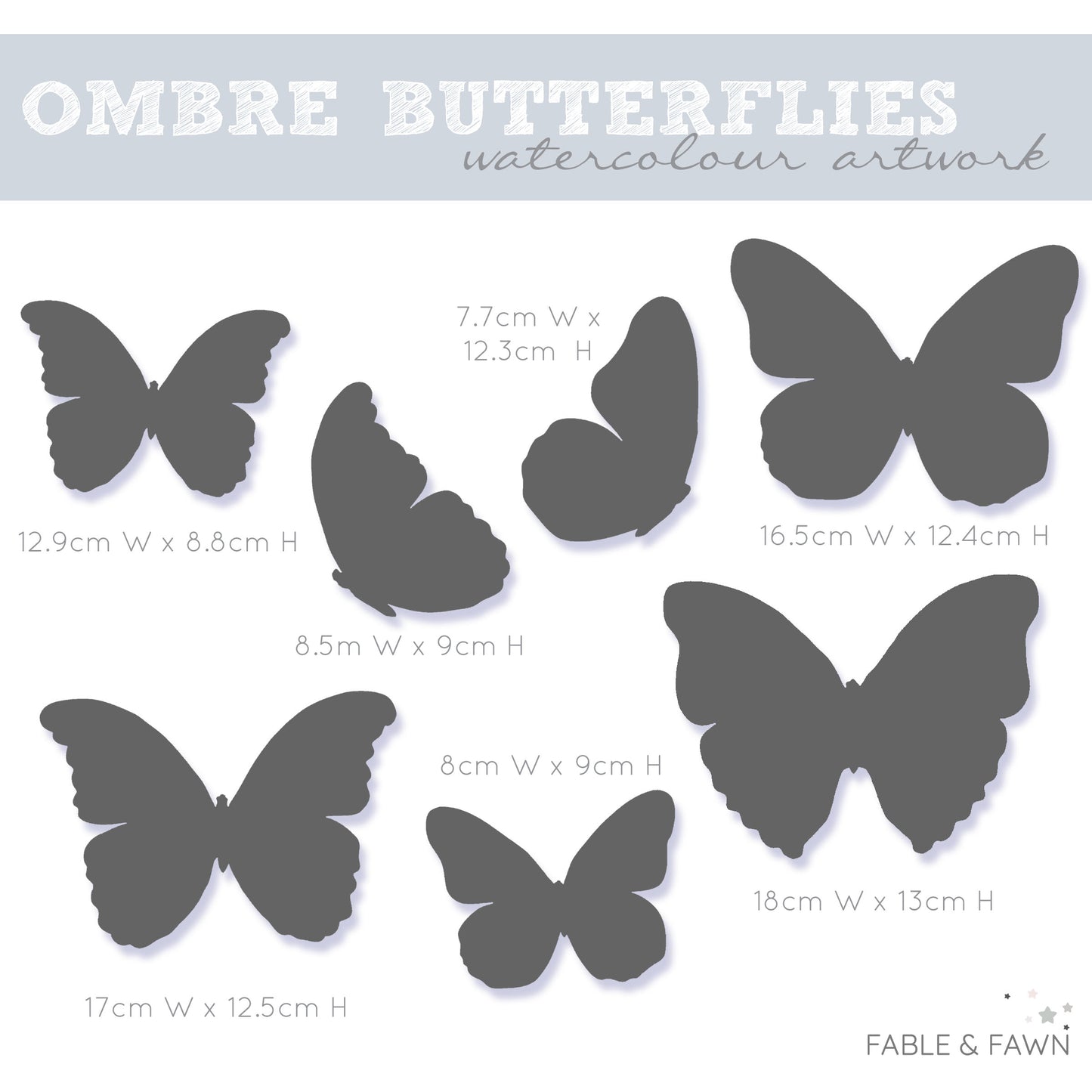 Butterfly Wall Decals (Light Blue)