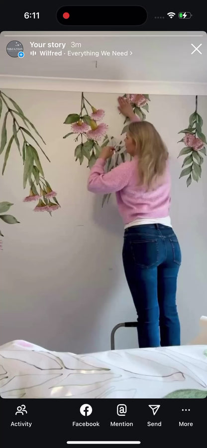 Flowering Gum Tree Wall Decal Set (Pink)