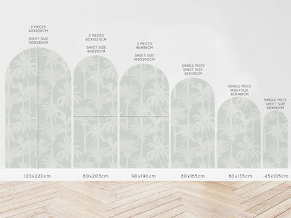 Sage Palms Arch Wall Decal size guide 