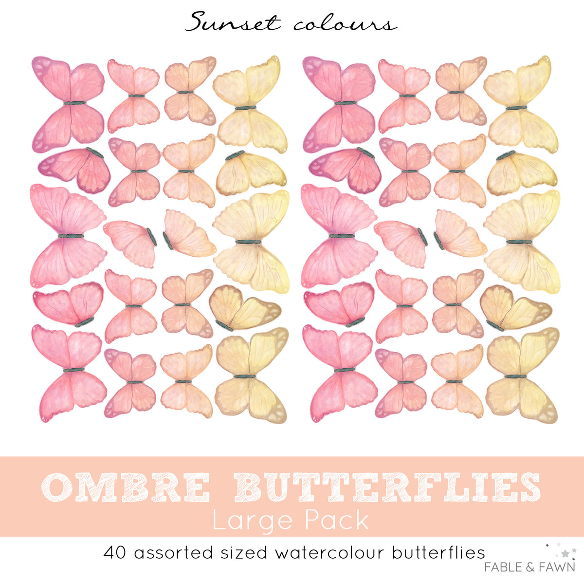 Butterfly Wall Decals (Sunset)