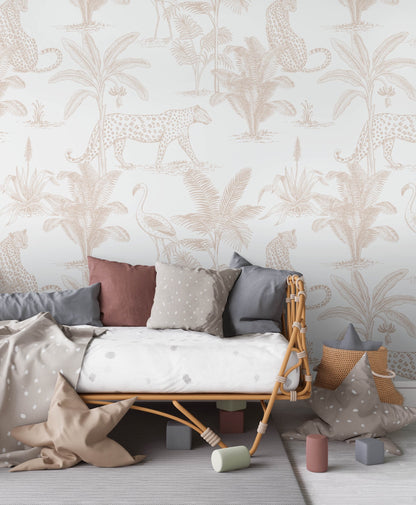 Leopard Safari Wallpaper (Clay) - Wallpaper - Fable and Fawn 