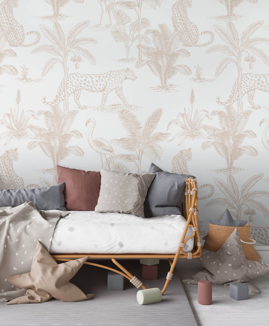 Leopard Safari Wallpaper (Clay) - Wallpaper - Fable and Fawn 