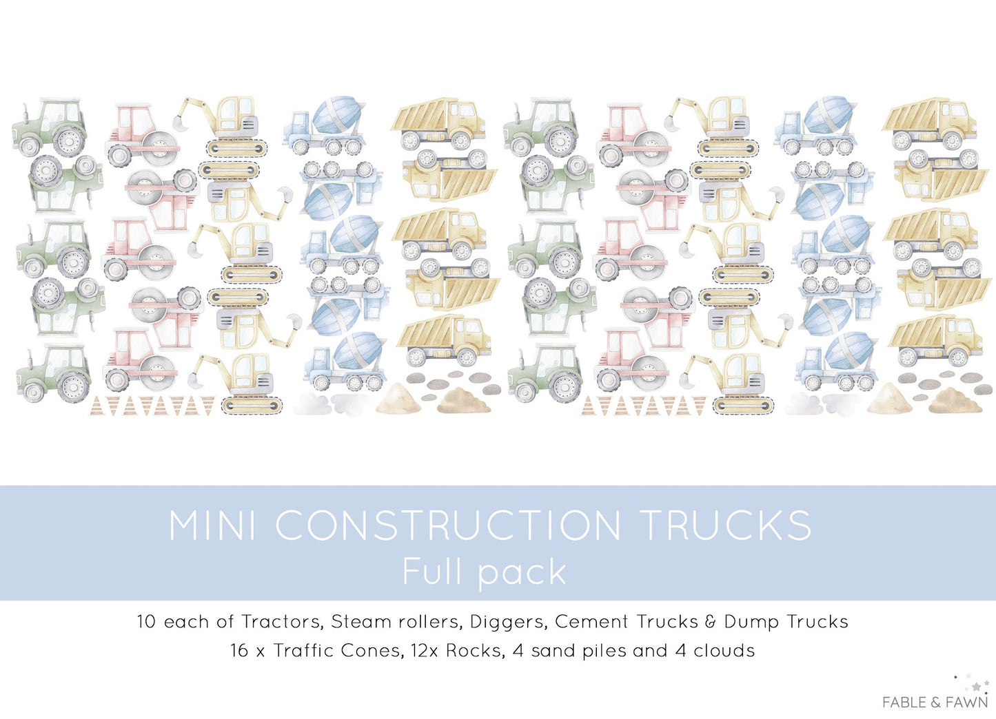 Construction Wall Decals - Wall Decals - Fable and Fawn 