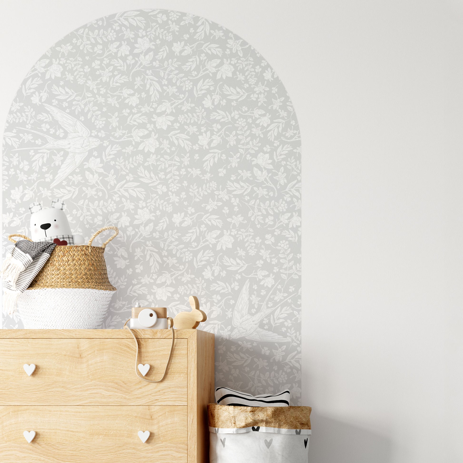 Arch Wall Decal - Little Birdie (Soft Grey) - Wall Decals - Fable and Fawn 