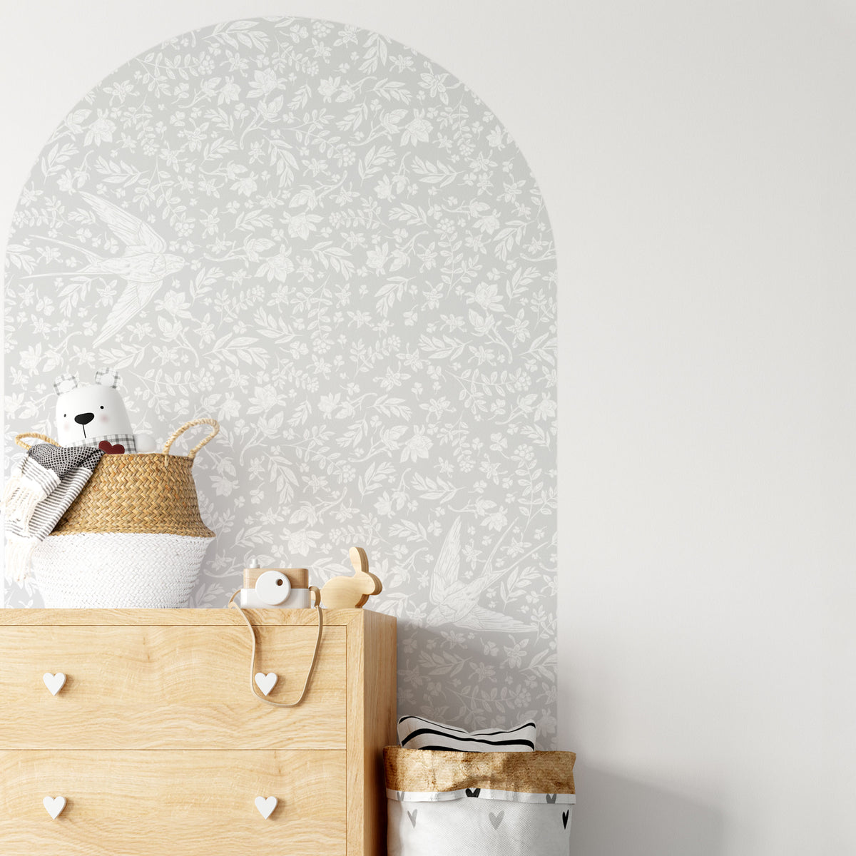 Arch Wall Decal - Little Birdie (Soft Grey) - Wall Decals - Fable and Fawn