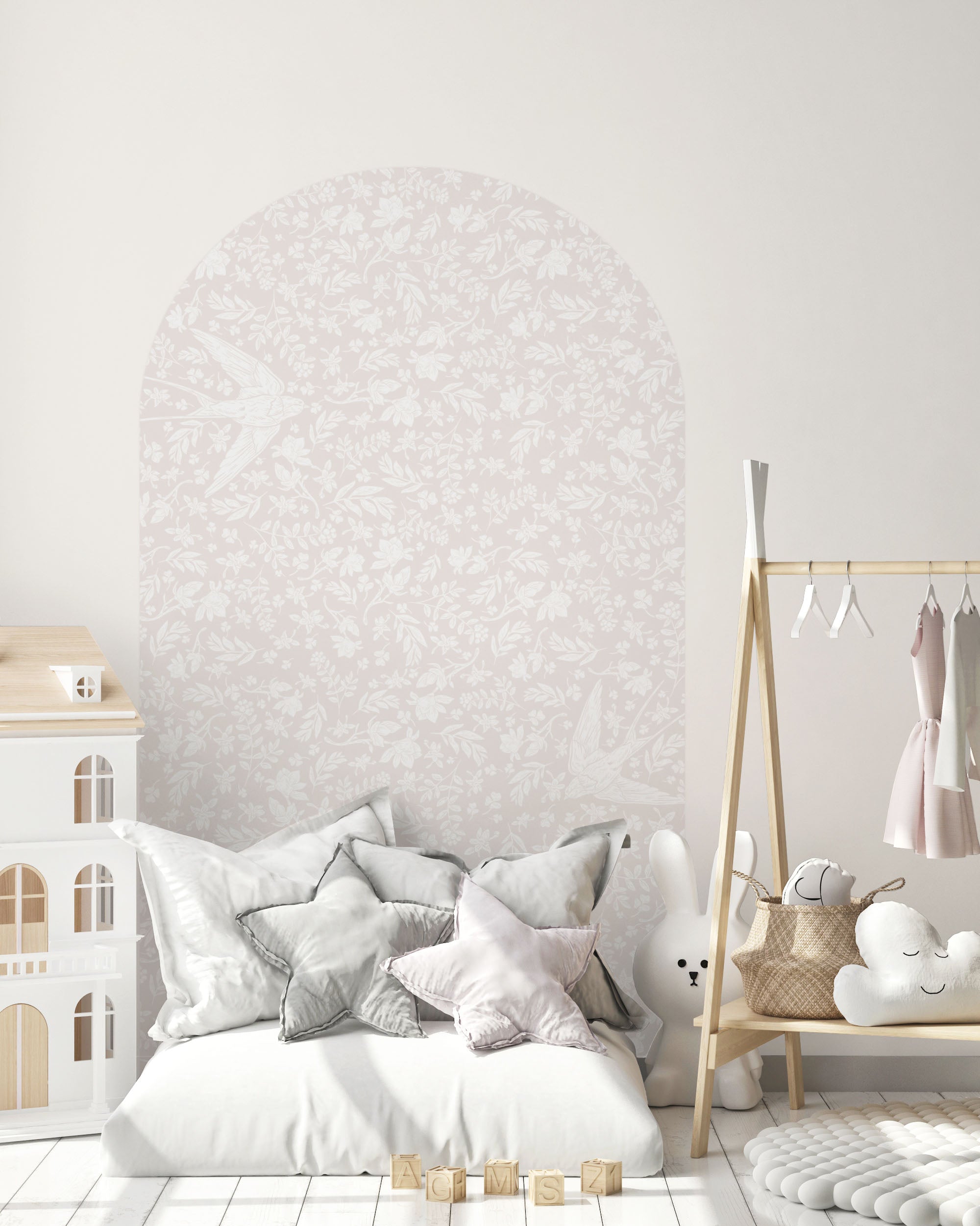 Arch Wall Decal - Little Birdie (Pink) - Wall Decals - Fable and Fawn