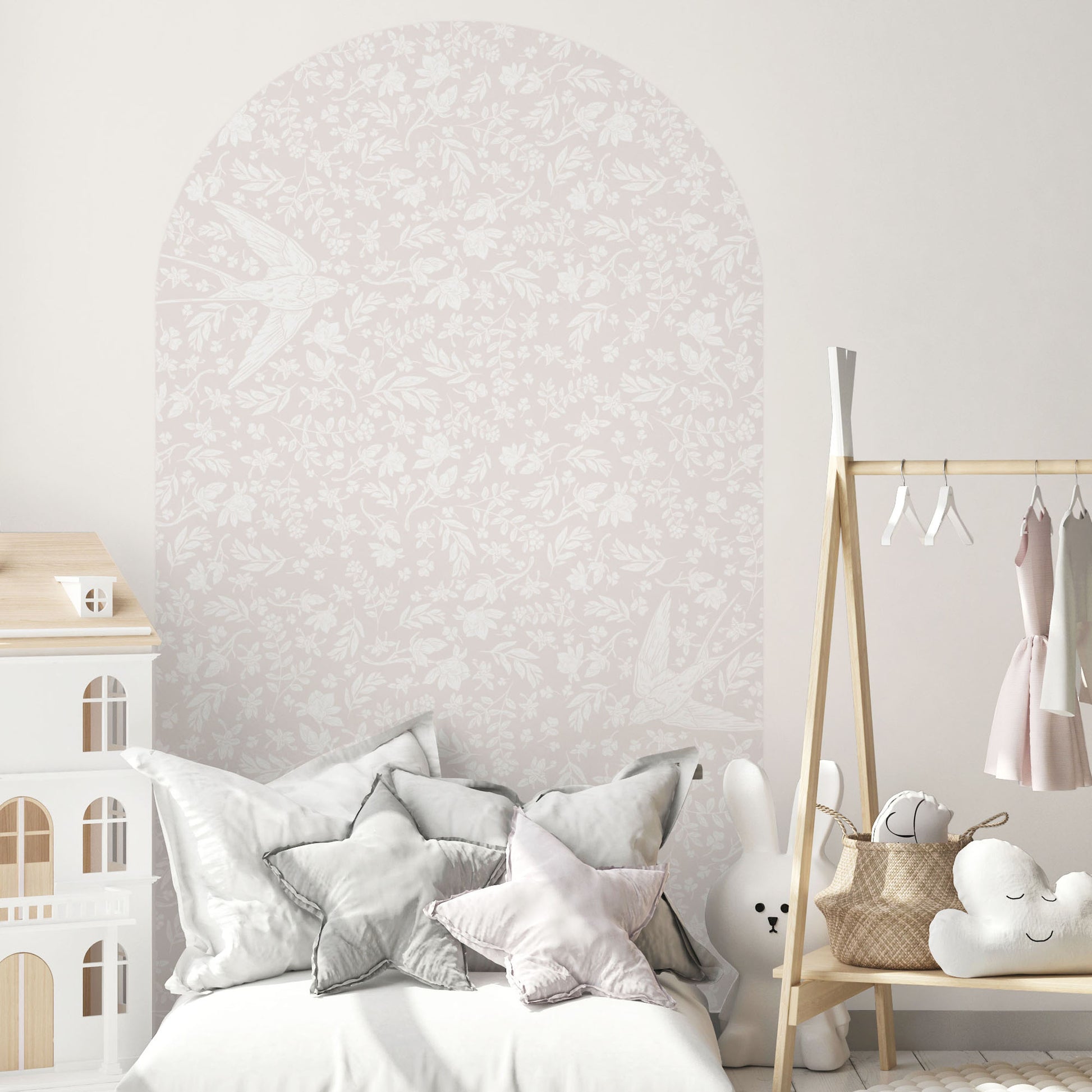 Arch Wall Decal - Little Birdie (Pink) - Wall Decals - Fable and Fawn 
