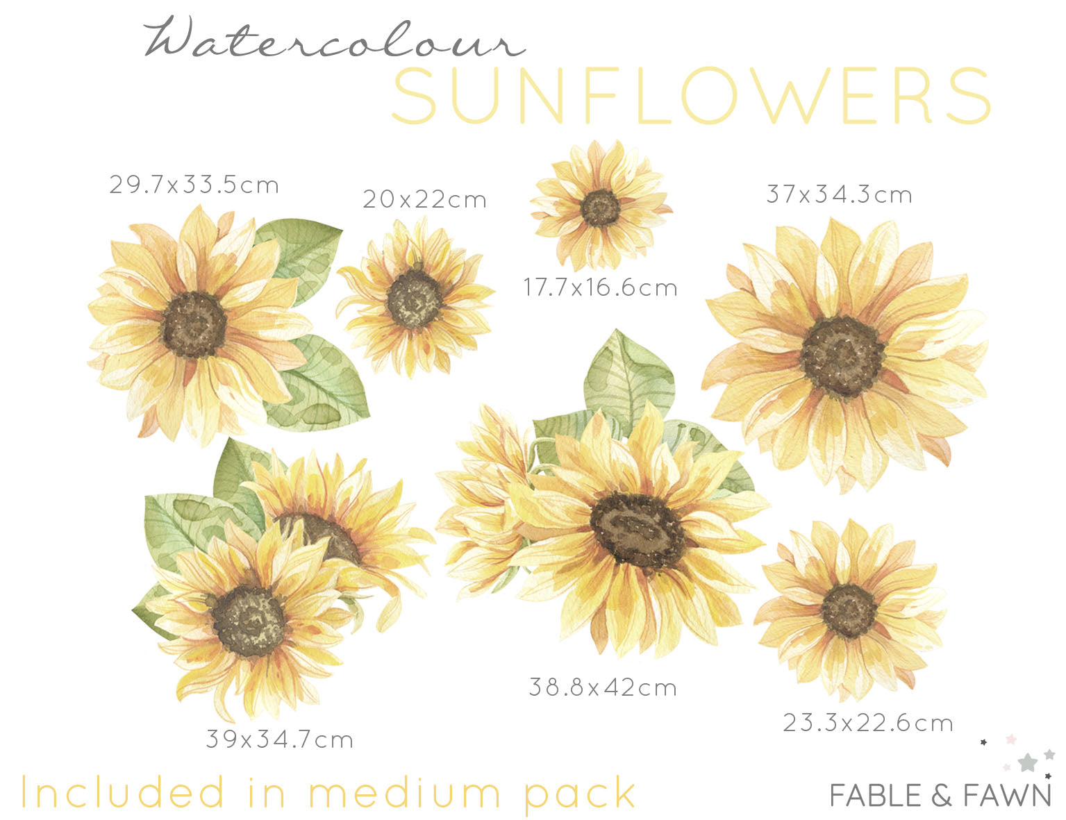 Sunflower Wall Decals - Wall Decals - Fable and Fawn 
