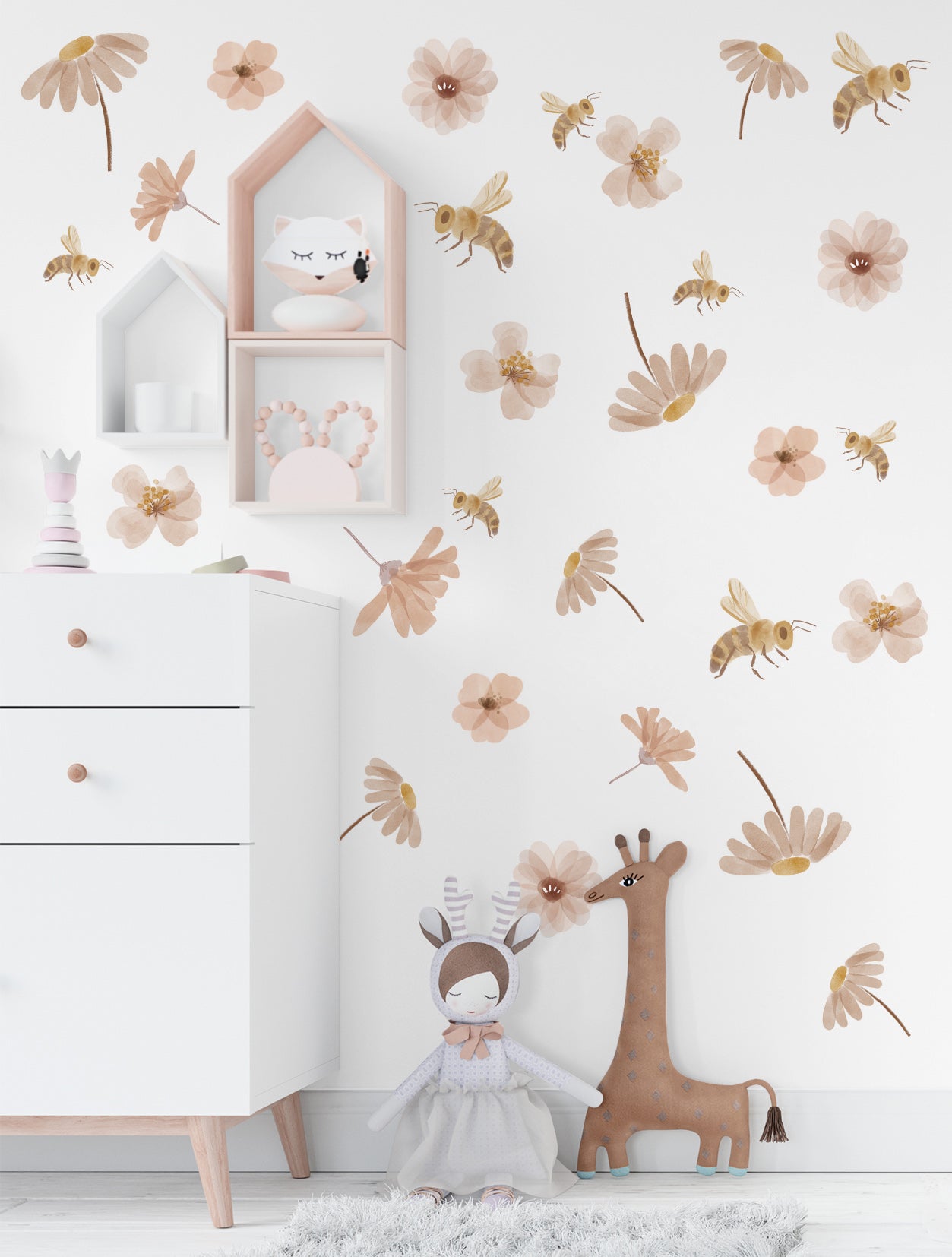 Flower and Bee - Wall Decals - Wall Decals - Fable and Fawn 