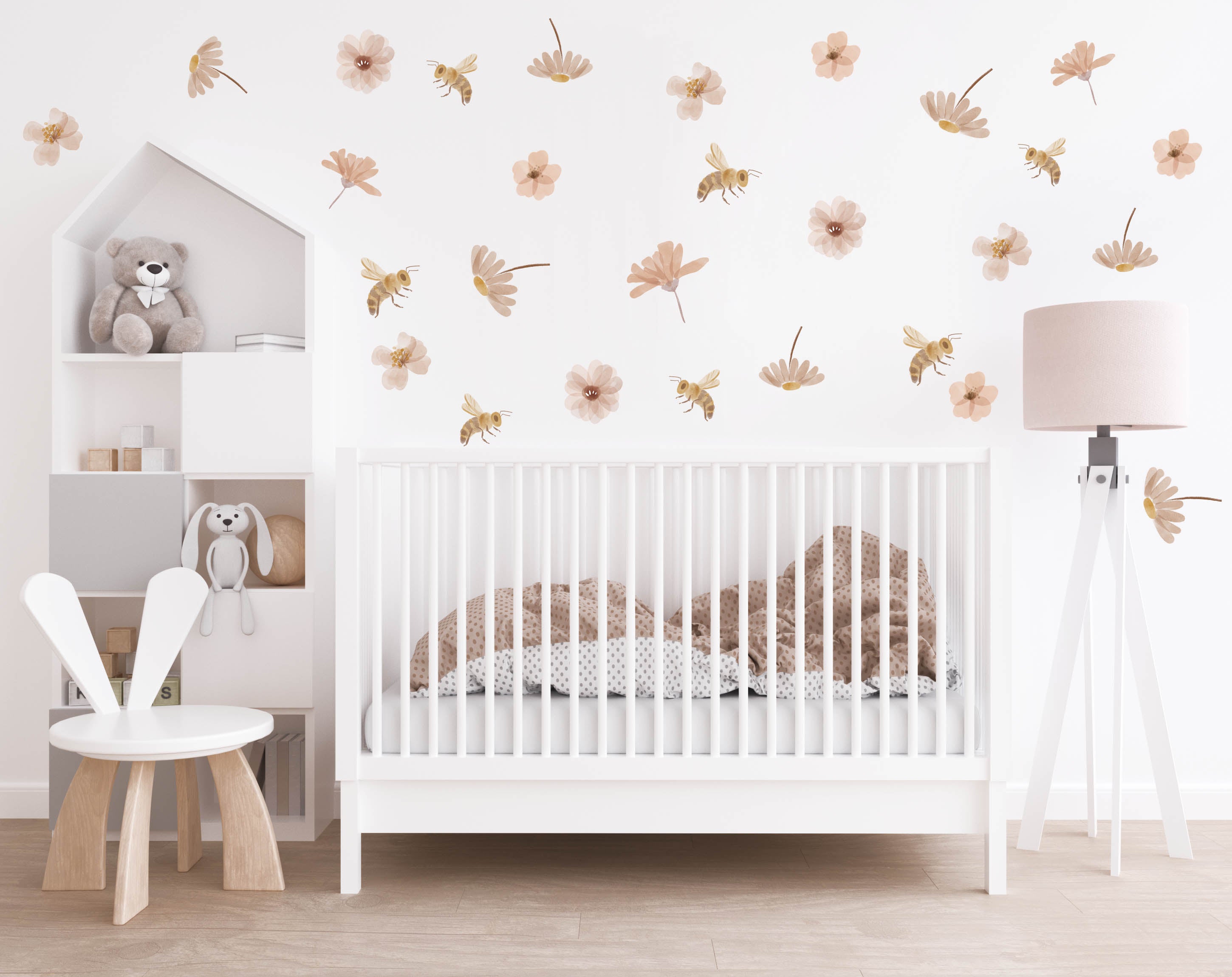 Flower and Bee - Wall Decals - Wall Decals - Fable and Fawn