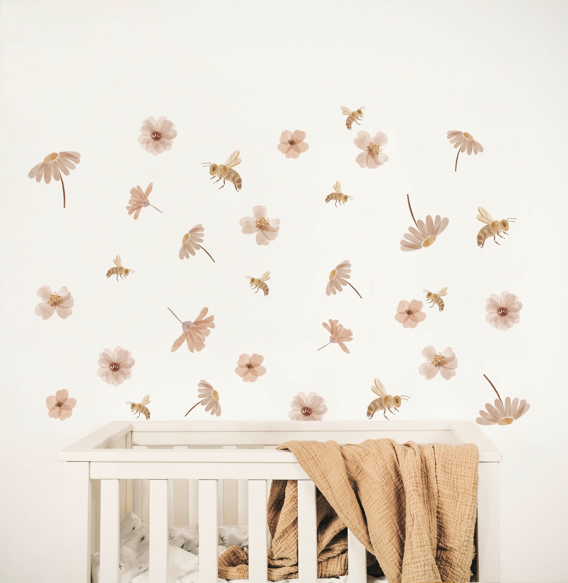 Flower and Bee - Wall Decals - Wall Decals - Fable and Fawn 