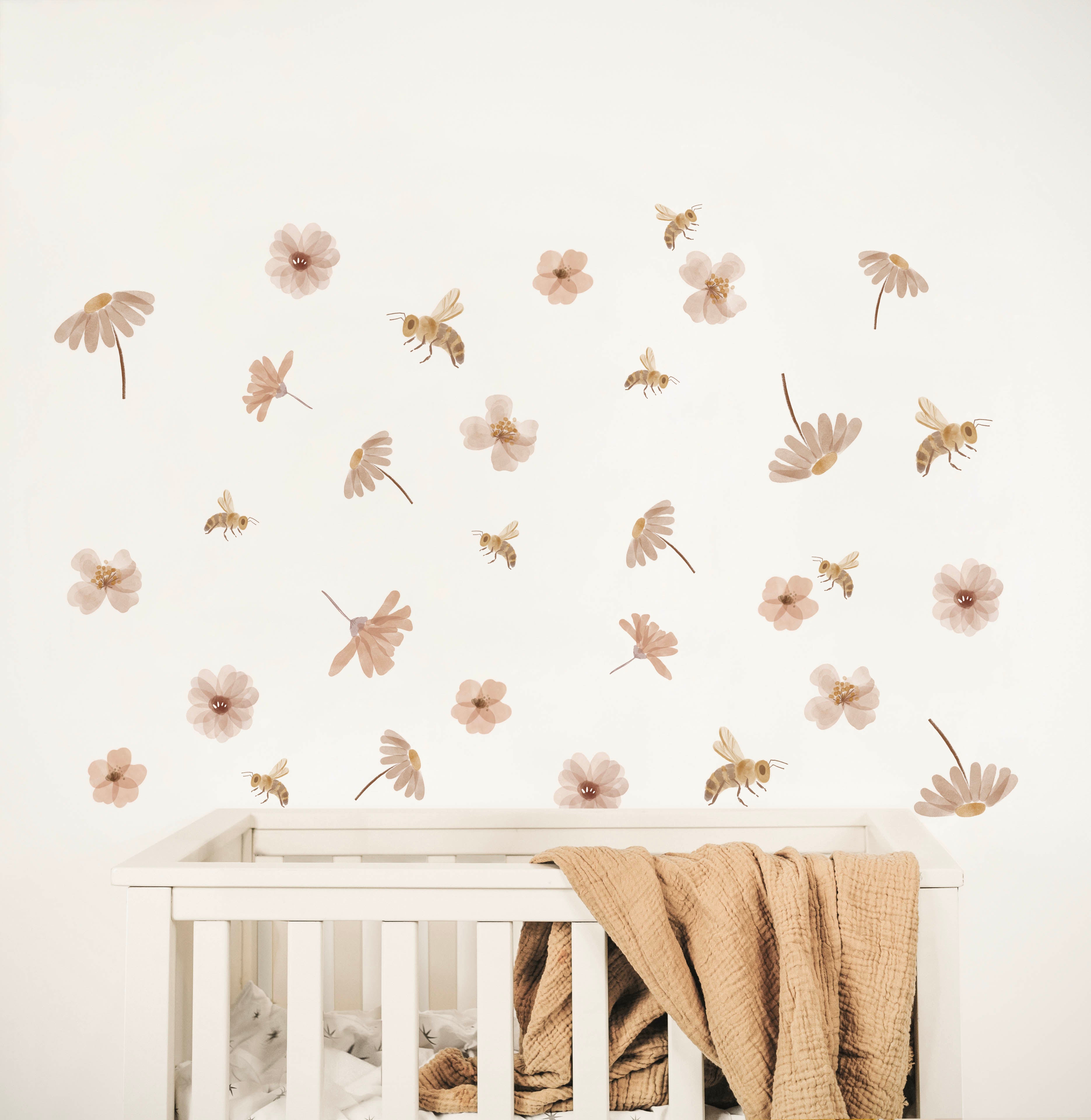 Flower and Bee - Wall Decals - Wall Decals - Fable and Fawn