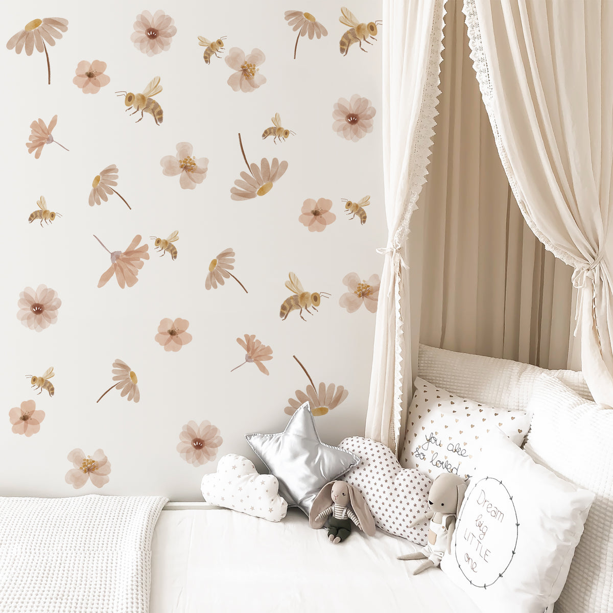 Flower and Bee - Wall Decals - Wall Decals - Fable and Fawn
