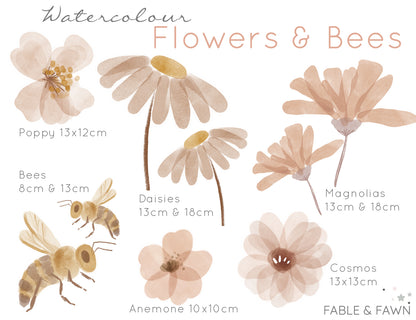 Flower and Bee - Wall Decals - Wall Decals - Fable and Fawn 