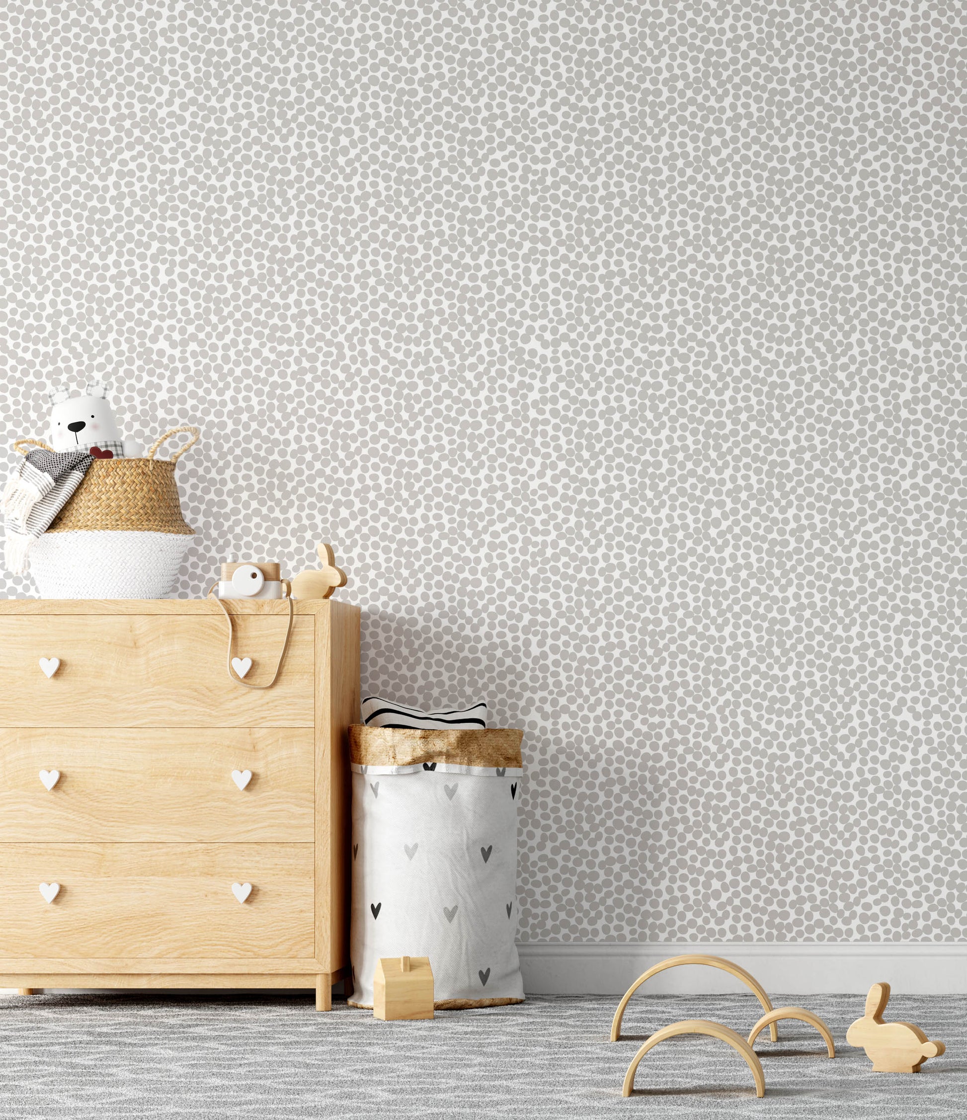 Removable Wallpaper - Spots (Soft Grey) - Wallpaper - Fable and Fawn 