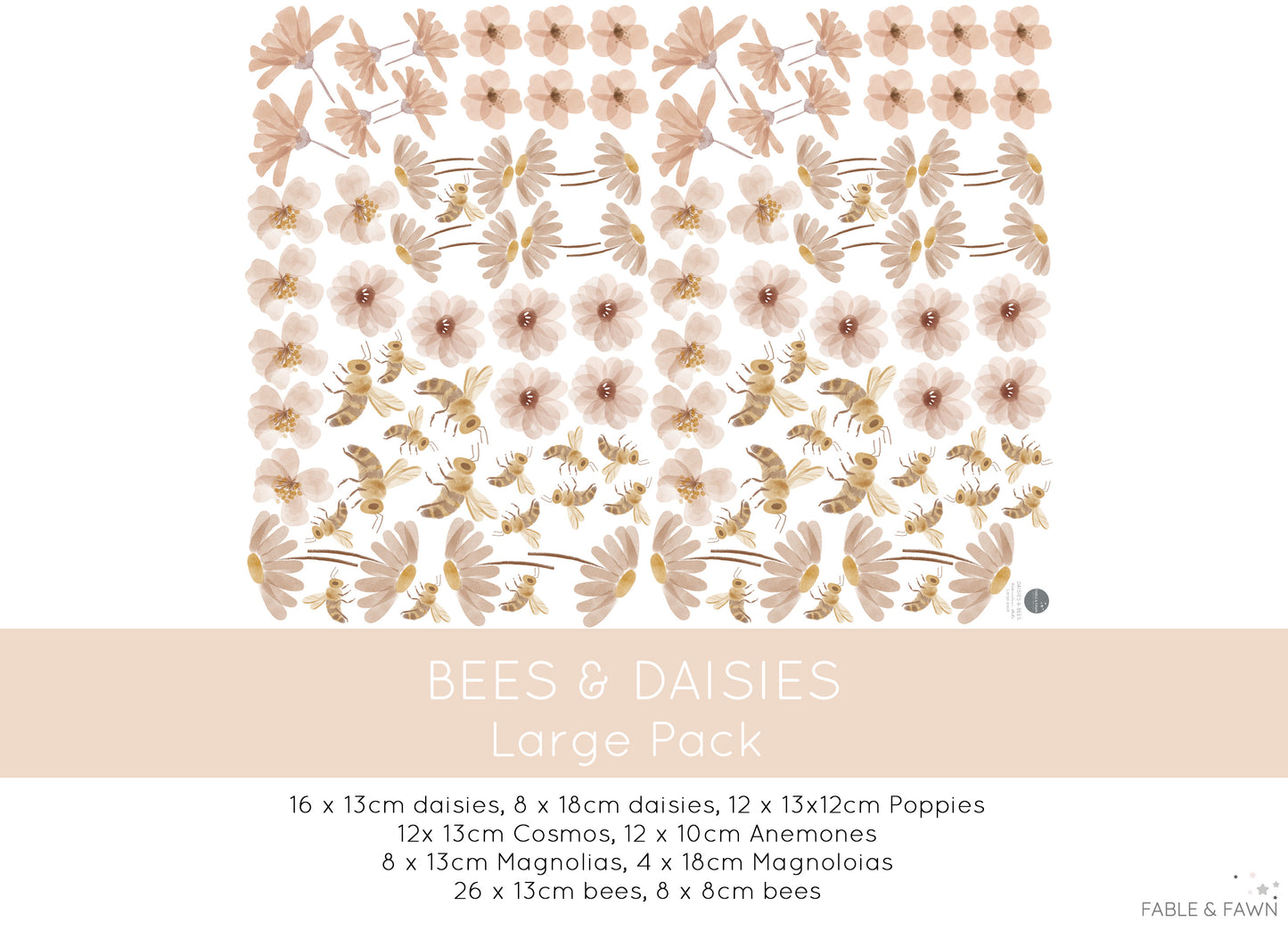 Flower and Bee - Wall Decals - Wall Decals - Fable and Fawn 