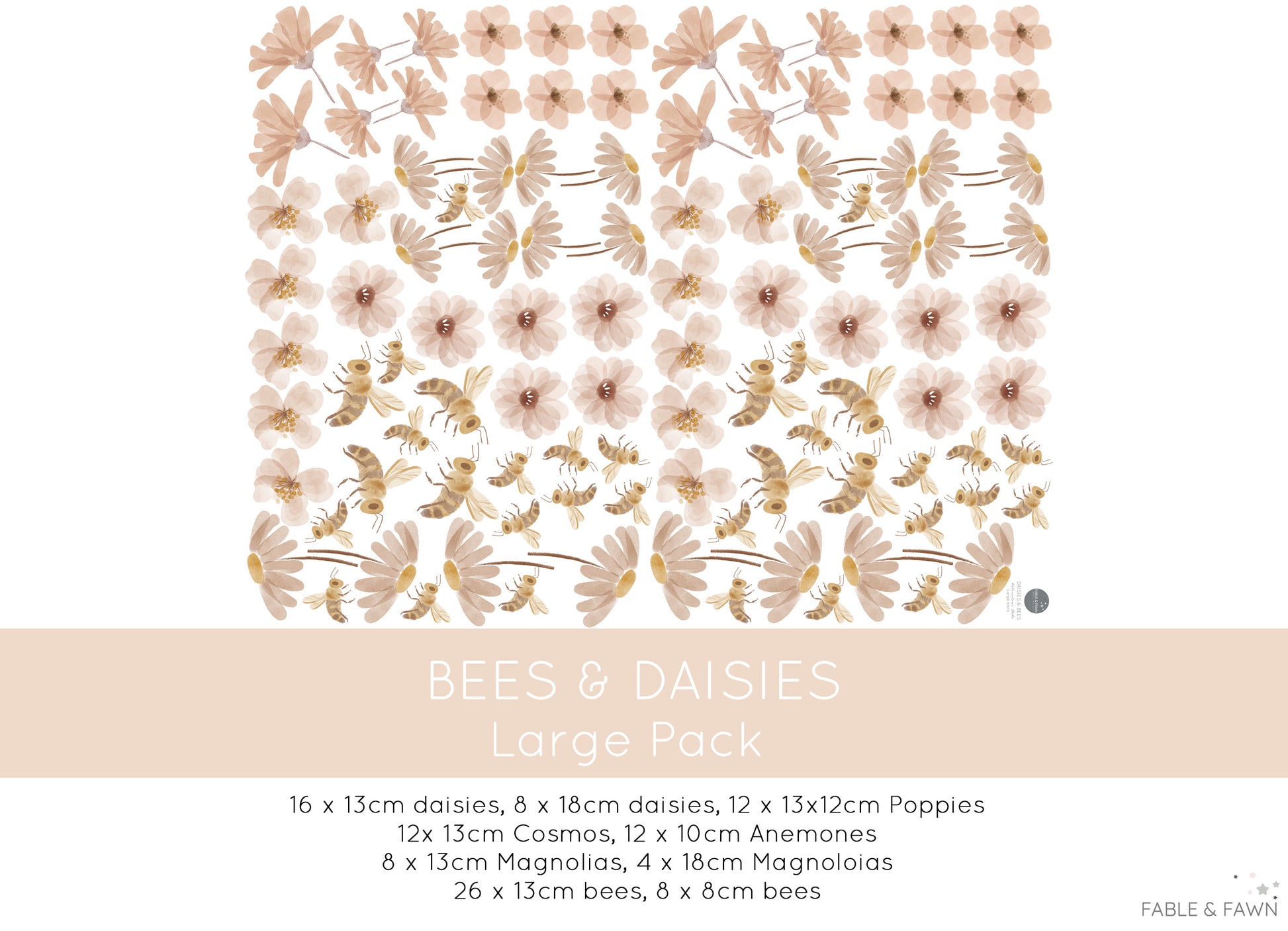 Flower and Bee - Wall Decals - Wall Decals - Fable and Fawn 