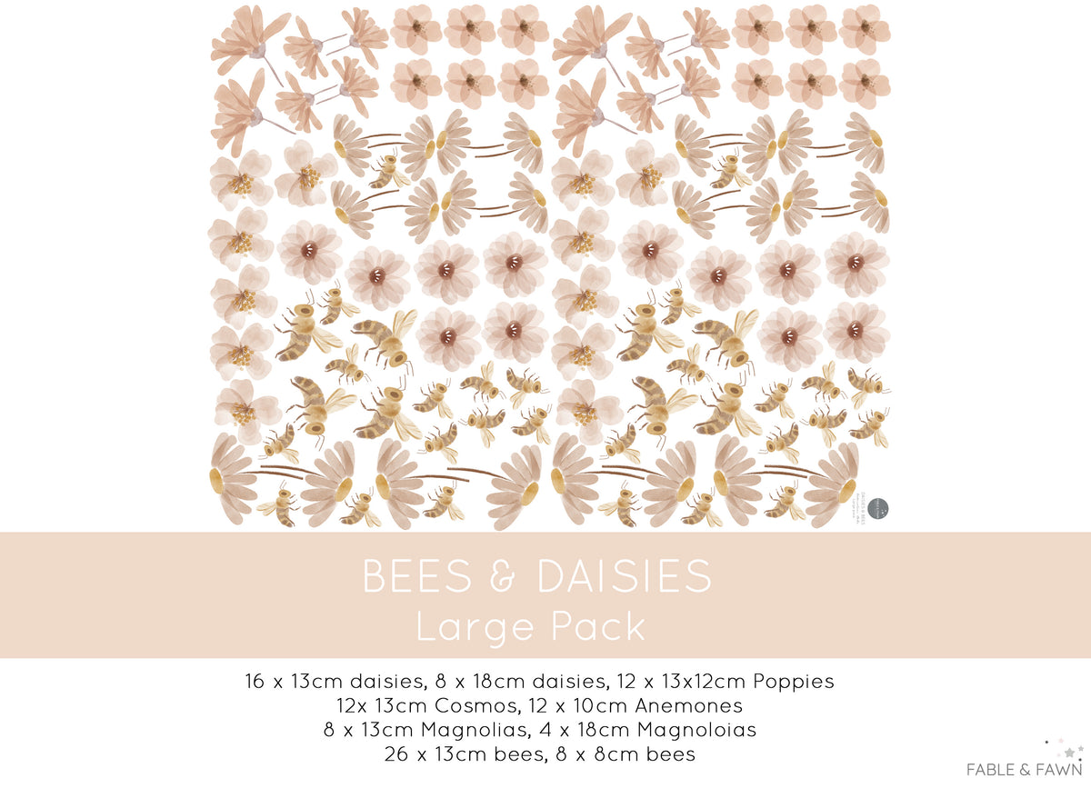 Flower and Bee - Wall Decals - Wall Decals - Fable and Fawn